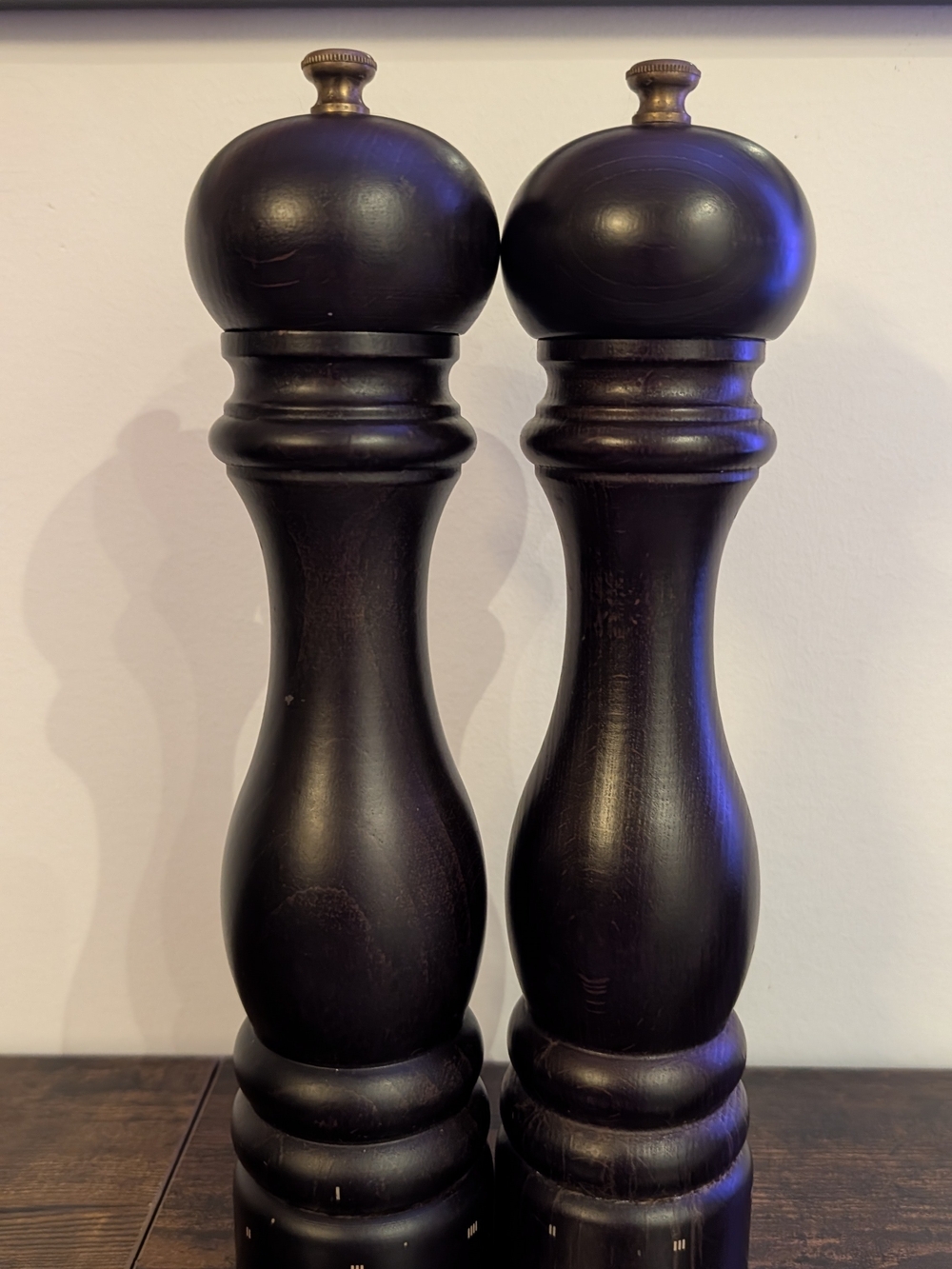 Peugeot Dark Brown 11" Turned Wood Salt and Pepper Mills